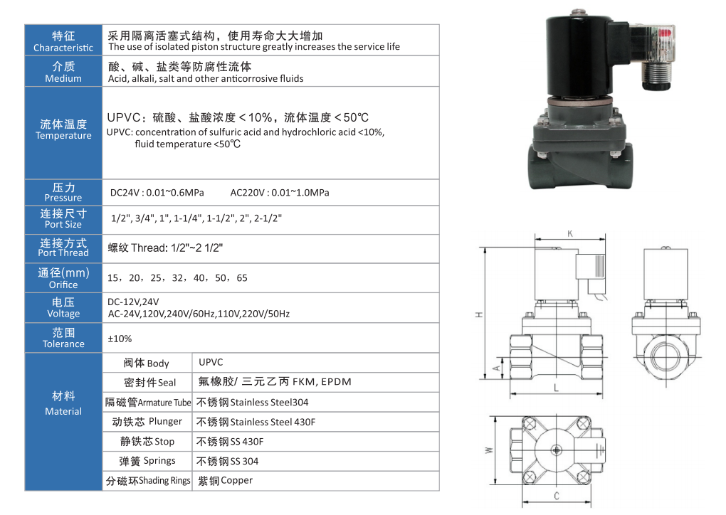 防腐二位二通電磁閥